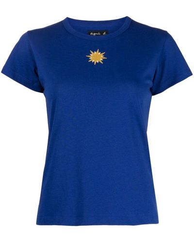 agnès b. Star-print Cotton T-shirt - Blue