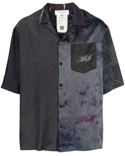 Marine Serre Patchwork-pattern Print Short-sleeve Shirt - Black