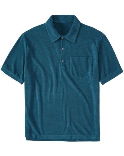 Closed Poloshirt Met Geborduurd Logo - Blauw