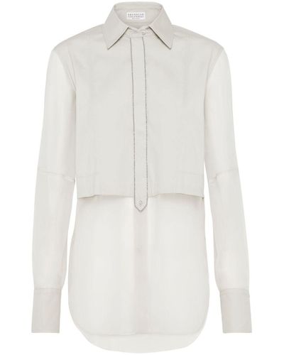 Brunello Cucinelli Monili-embellished Layered Shirt - White