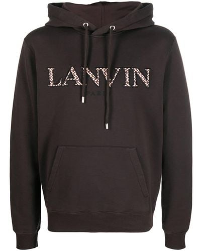 Lanvin Hoodie mit Logo-Stickerei - Grau