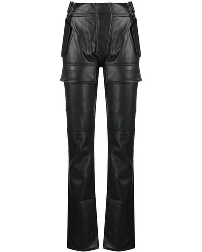 MISBHV Moto Vegan Leather Straight Leg Pants - Black