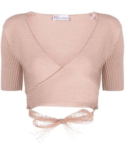 RED Valentino Point D'esprit Tulle Knitted Top - Pink