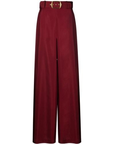Zimmermann Belted Silk Wide-leg Pants - Red