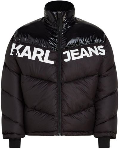 Karl Lagerfeld コントラストパネル パデッドジャケット - ブラック