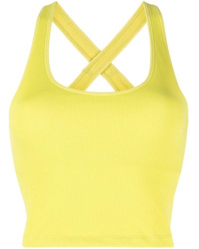The Upside Logo-embroidered Fine-ribbed Sports Bra - Yellow