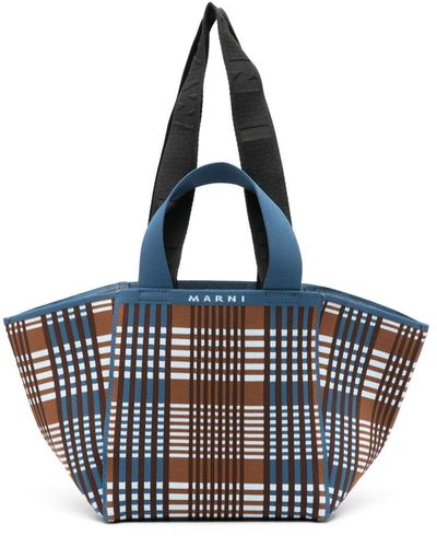 Marni Plaid-pattern Tote Bag - Blue
