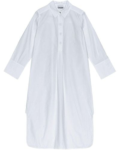 Ganni Popeline-Hemdkleid aus Bio-Baumwolle - Weiß