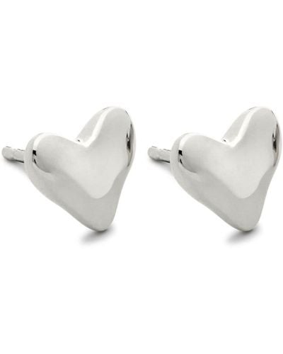 Monica Vinader Heart Silver Stud Earrings - White