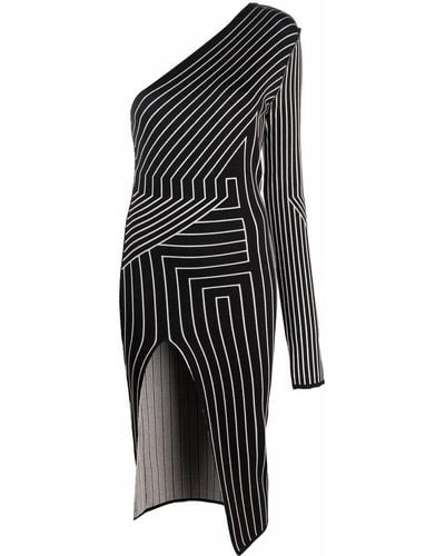 Rick Owens Geometric Stripe One-shoulder Dress - Black