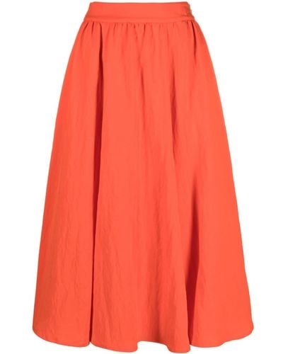 KENZO Gathered Ruched Midi Skirt - Orange