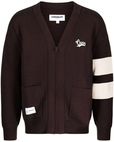 Chocoolate Logo-embroidered Knitted Cardigan - Black