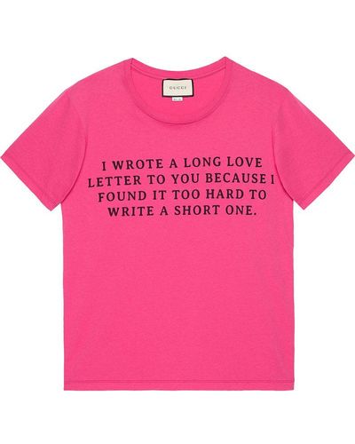 Gucci T-Shirt mit "Love Letter"-Print - Pink