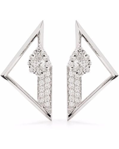 YEPREM 18kt White Gold Diamond Stud Earrings - Metallic
