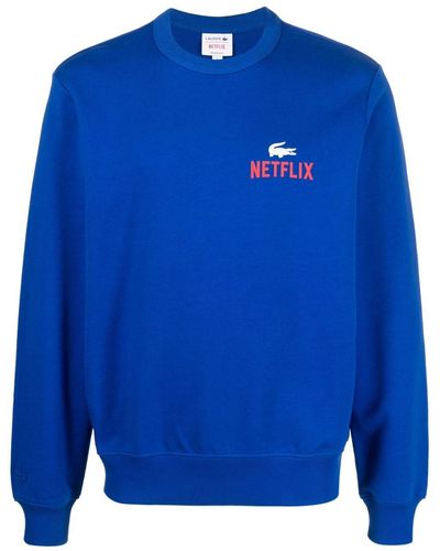 Lacoste X Netflix Sweatshirt mit Logo-Print - Blau
