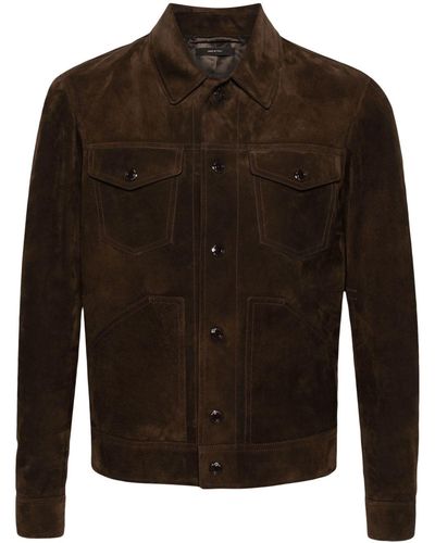 Tom Ford Suede Western Shirt Jacket - Men's - Calf Suede/cupro/cotton - Brown