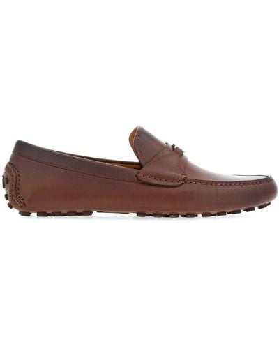 Ferragamo Gancini Leather Loafers - Brown