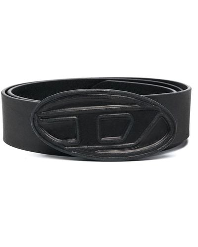 DIESEL Cinturón con hebilla del logo 1DR - Negro