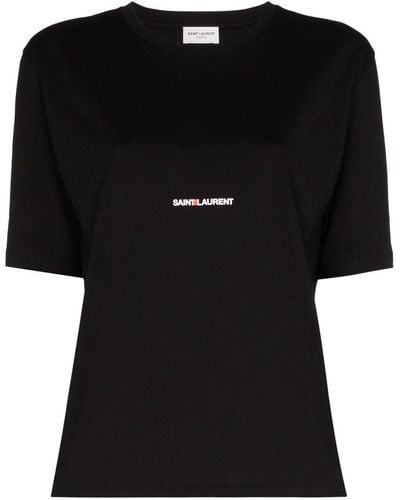 Saint Laurent T-shirt Aus Baumwoll-jersey Mit Print - Schwarz