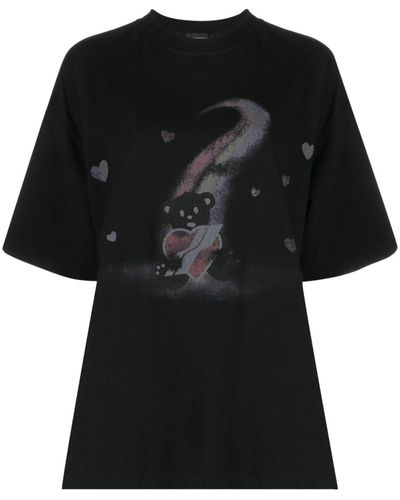 we11done T-shirt Teddy Bear con stampa - Nero