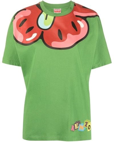 KENZO T-shirt Boke Flower con stampa - Verde
