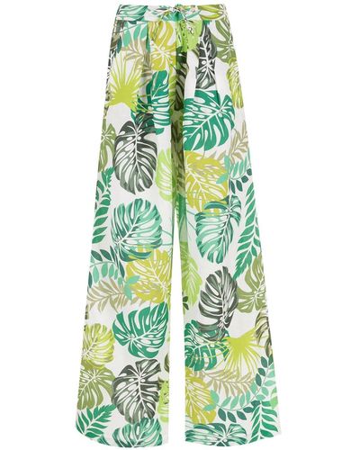 Amir Slama Palm Leaf Print Straight Trousers - Green