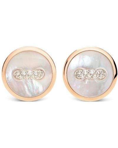 Pomellato 18kt Gold Pom-pom Dot Diamond Earrings - Pink