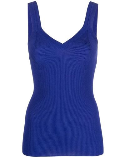 P.A.R.O.S.H. V-neck Knitted Sleeveless Top - Blue