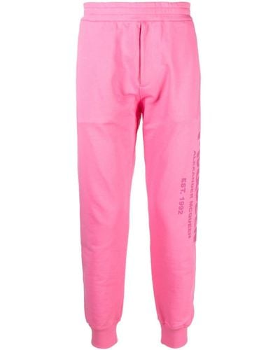Alexander McQueen Logo-print Cotton Track Trousers - Pink