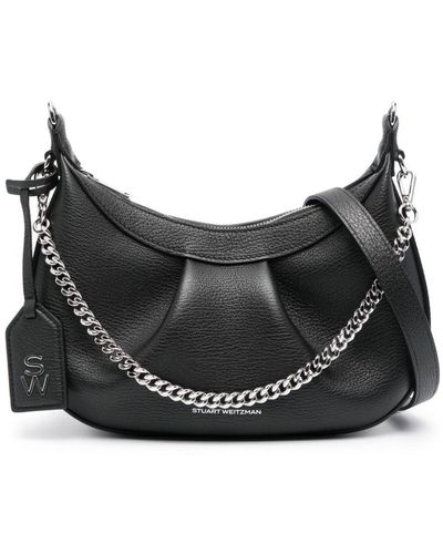 Stuart Weitzman Stellar Crescent Leather Shoulder Bag - Black