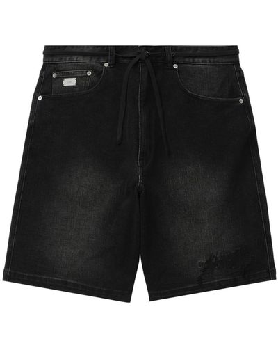 Izzue Pantalones vaqueros cortos con efecto envejecido - Negro