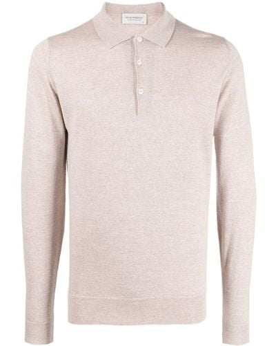 John Smedley Long-sleeved Knitted Polo Jumper - Pink