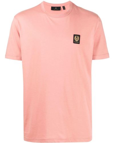 Belstaff Logo-appliqué Cotton T-shirt - Pink