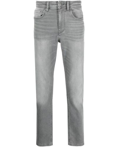BOSS Logo-patch Tapered-leg Jeans - Grey