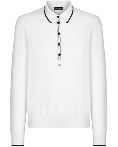 Dolce & Gabbana Polo en coton à patch logo - Blanc
