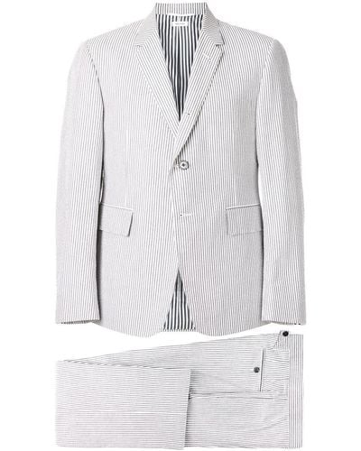 Thom Browne Seersucker Suit With Tie - Gray
