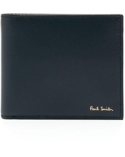Paul Smith Portefeuille en cuir à logo imprimé - Bleu