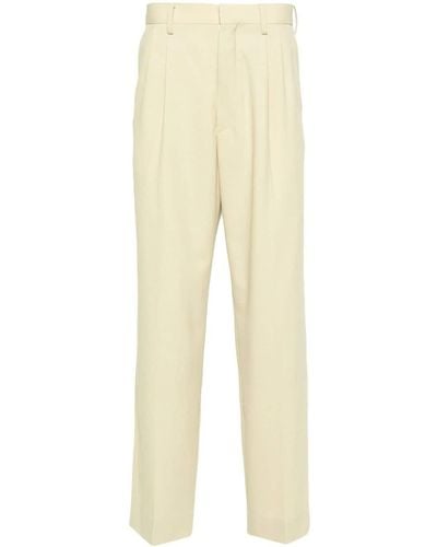 AURALEE Pleated Wool Tapered Pants - Natural