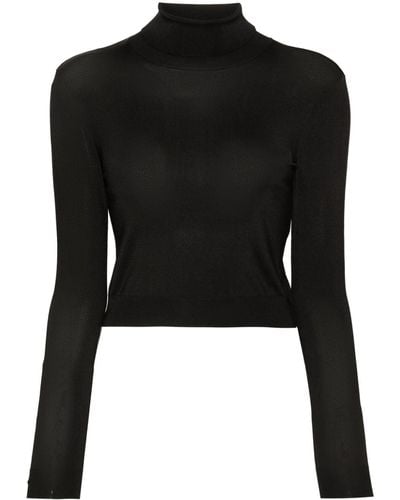 Ralph Lauren Collection Roll-neck Cropped Sweater - Black