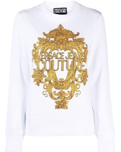 Versace T-shirt a maniche lunghe con stampa - Bianco