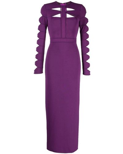 Elie Saab Cut-out Knit Dress - Purple