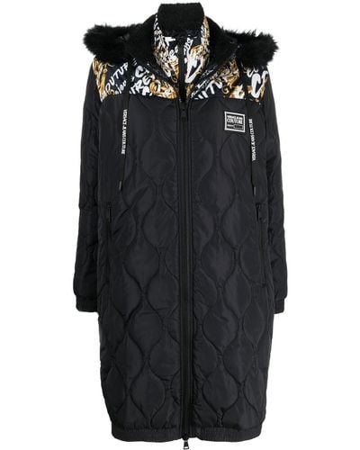 Versace Graphic-print Quilted Coat - Black