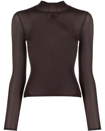 Courreges Logo-appliqué Fine-knit Sweatshirt - Black