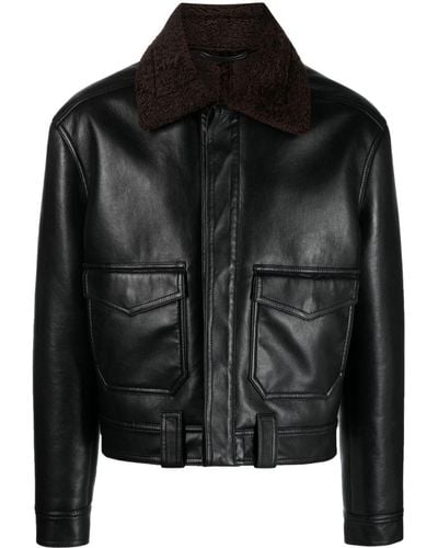 Nanushka Spread-collar Leather Jacket - Black