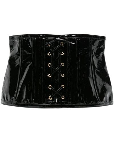 Moschino Corset lacé à fini verni - Noir