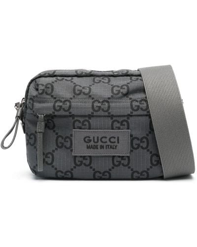 Gucci Mittelgroße Umhängetasche Aus GG Polyester - Grau