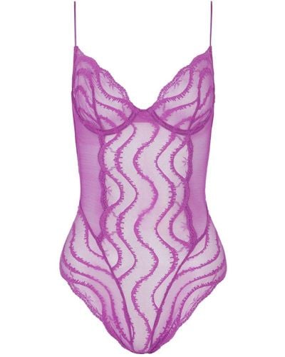 Kiki de Montparnasse Body Leche Moi con inserto in pizzo - Viola