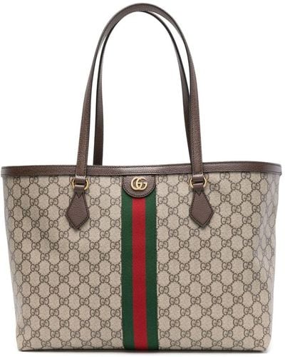 Gucci 〔オフィディア〕GG ミディアム トートバッグ, ベージュ, GGキャンバス - ブラウン