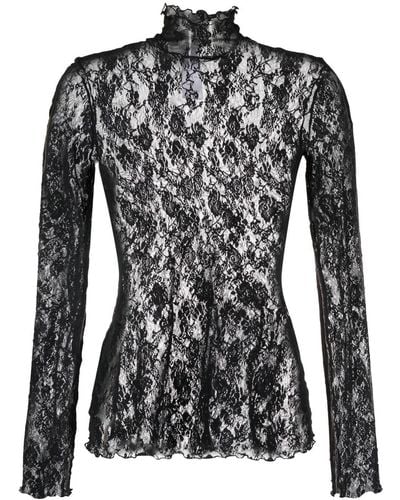 Wolford Floral-lace High-neck Top - Black