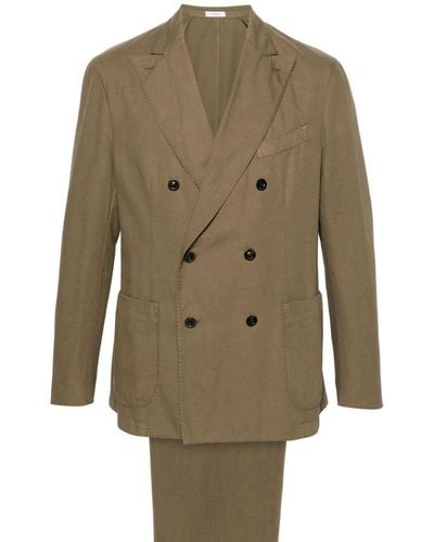 Boglioli Double-breasted Cotton Blend Suit - Green